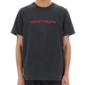 Elevate your look with the COURREGES men's LOGO PRINT T-SHIRT in Black