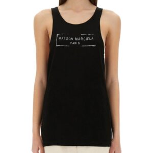 Explore the authentic Maison Margiela women's LOGO PRINT TANK TOP in Black