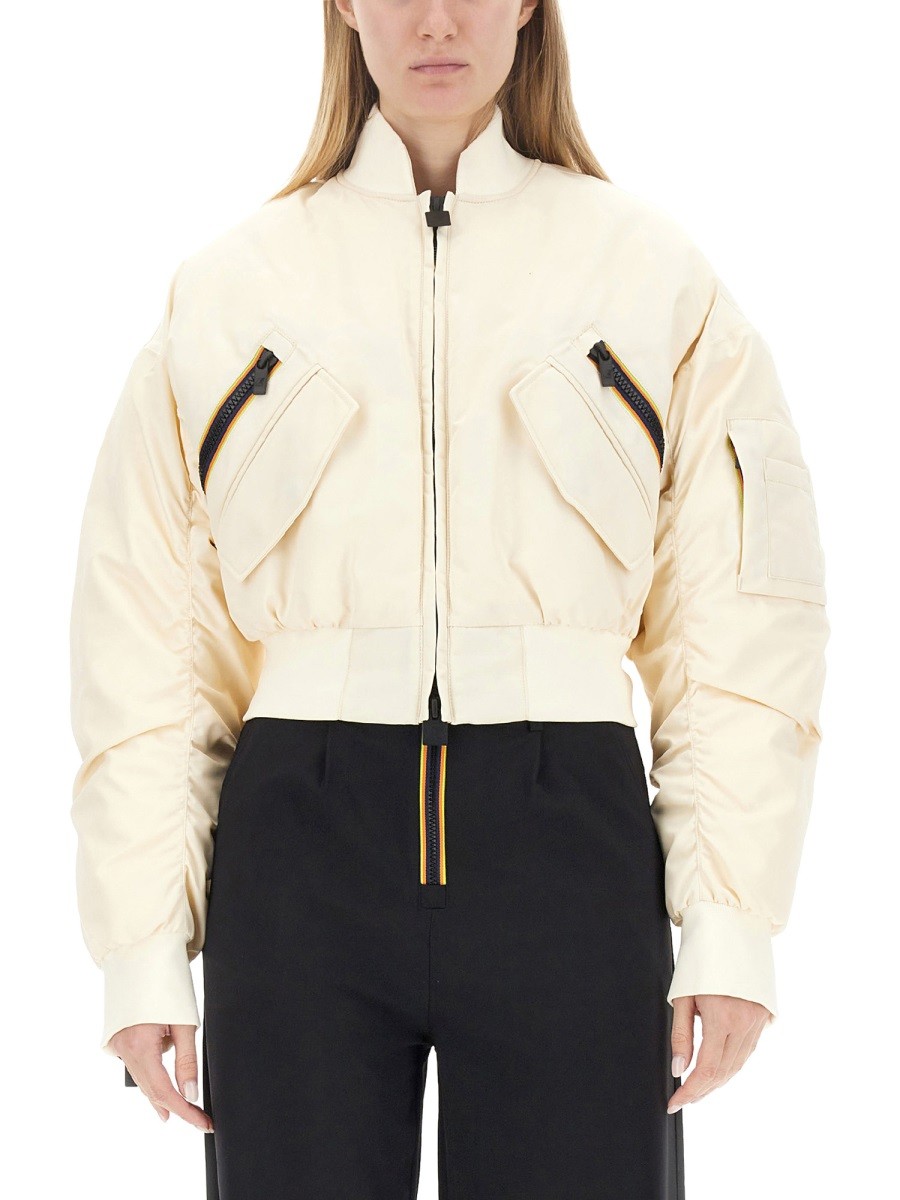 Refresh your wardrobe with the K-Way women's "LONCROP" JACKET in beige
