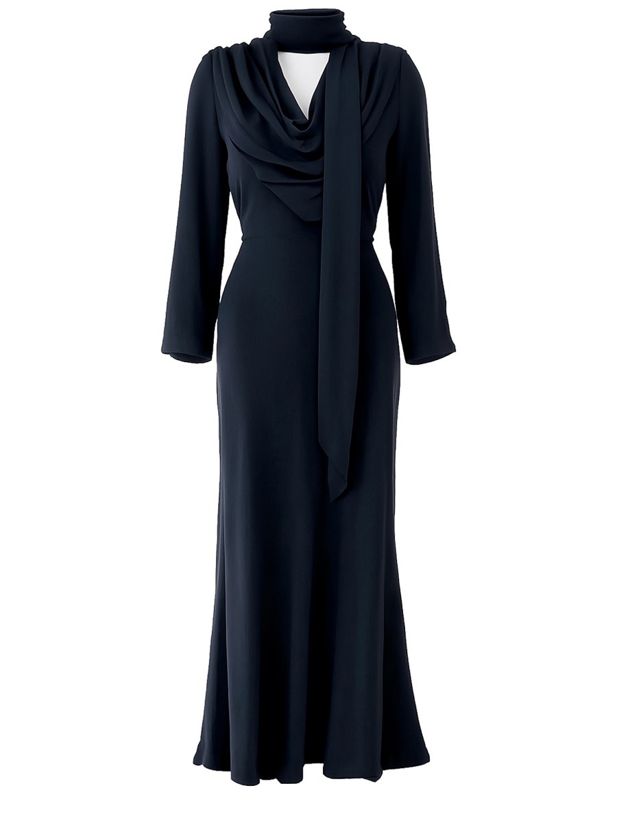 Refresh your wardrobe with the ROTATE women's LONG DRAPED DRESS in Blue
