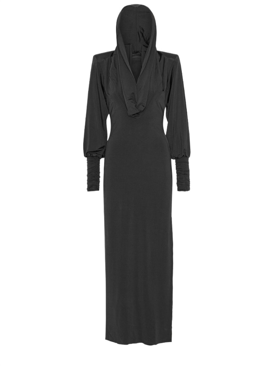 Discover the authentic ROTATE women's LONG DRESS WITH HOOD in Black