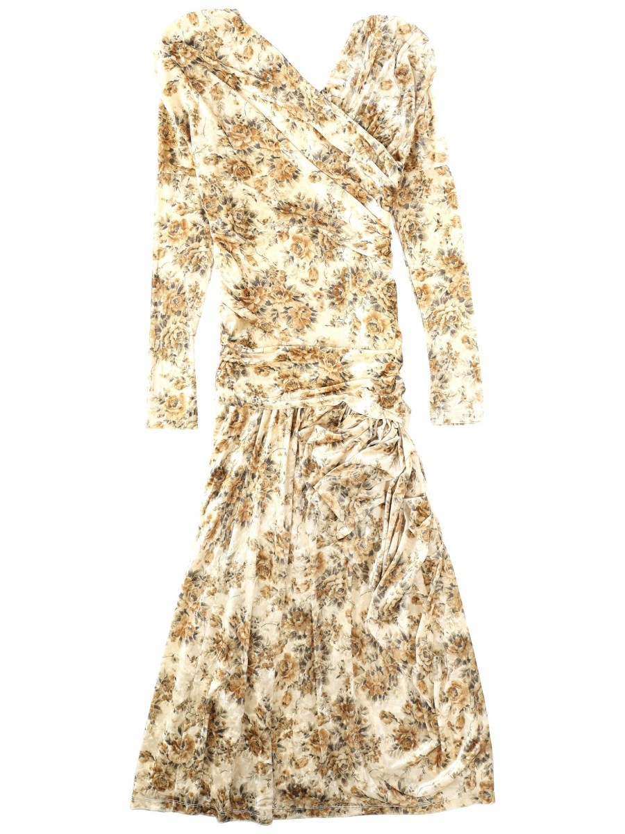 Discover the authentic GANNI women's LONG DRESS WITH PRINT in Ivory