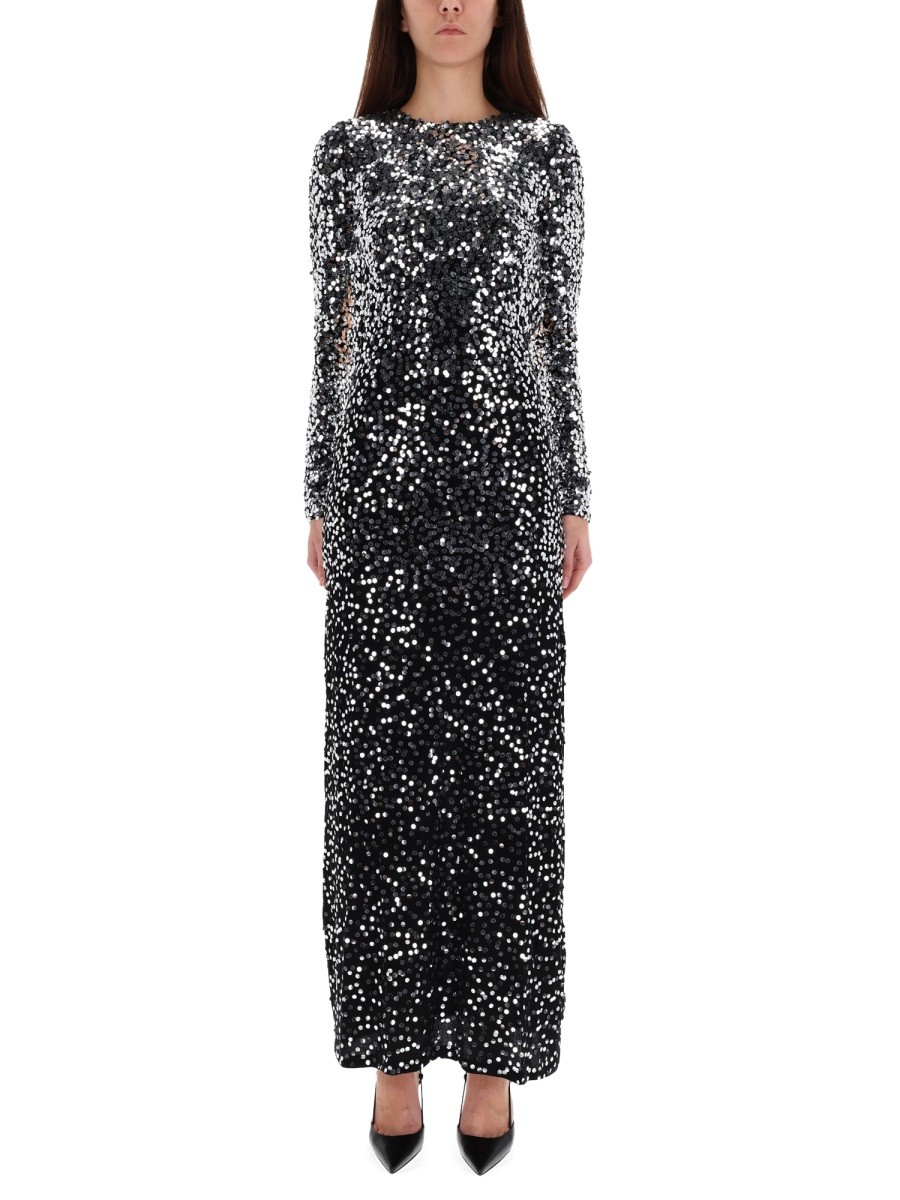 Refresh your wardrobe with the RABANNE women's LONG DRESS WITH SEQUINS in Black