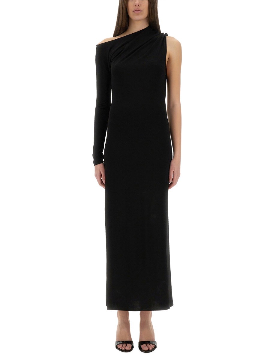 Discover the authentic COURREGES women's LONG ONE-SHOULDER DRESS in Black