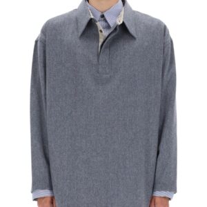 Refresh your wardrobe with the AMI PARIS men's LONG-SLEEVED POLO SHIRT in Grey
