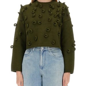 Refresh your wardrobe with the jw anderson women's LOOP CROPPED JERSEY in GREEN