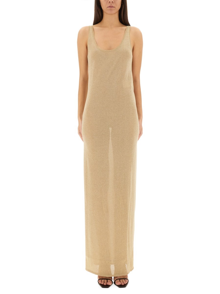Refresh your wardrobe with the Saint Laurent women's LUREX KNIT DRESS in gold