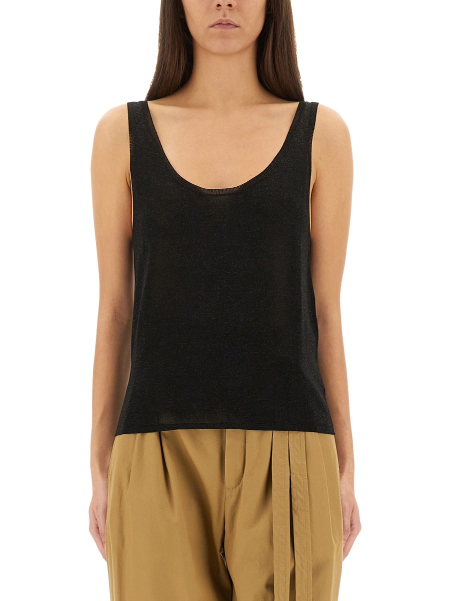 Refresh your wardrobe with the Saint Laurent women's LUREX KNIT TANK TOP in Black