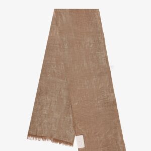 Discover the authentic Brunello Cucinelli women's Lurex linen scarf in Camel