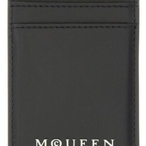 Explore the authentic Alexander Mcqueen men's MAGNETIC CARD HOLDER WITH LOGO in Black