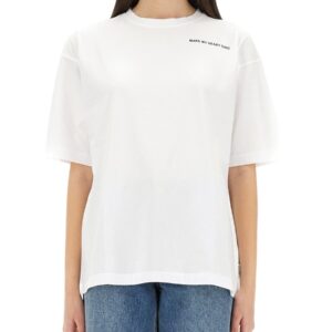 Explore the authentic ASPESI women's "MAKE MY HEART SING" T SHIRT in White