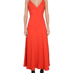 Refresh your wardrobe with the stella mccartney women's MAXI V-NECK DRESS in Red