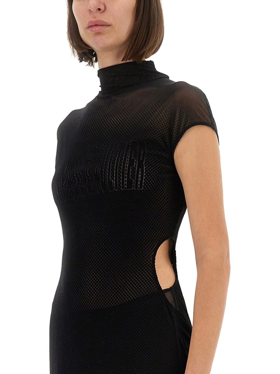 MESH DRESS WITH FLOCKED LOGO - Image 4