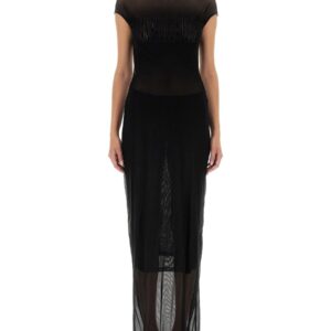 Explore the authentic JEAN PAUL GAULTIER women's MESH DRESS WITH FLOCKED LOGO in Black