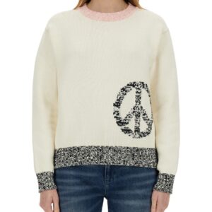 Explore the authentic MOSCHINO JEANS women's MESH WITH INLAY PATTERN in Ivory