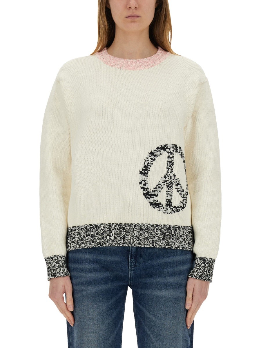 Explore the authentic MOSCHINO JEANS women's MESH WITH INLAY PATTERN in Ivory