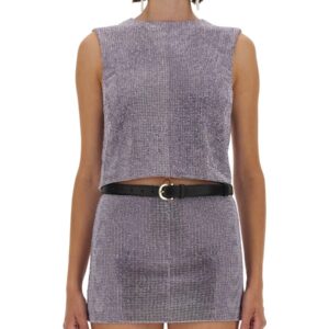 Elevate your look with the SELF-PORTRAIT women's METAL MESH TOP in Lilac
