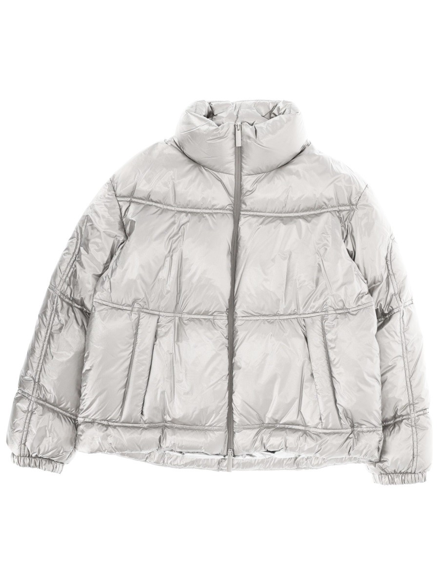 Refresh your wardrobe with the LAMINAR women's "METALLIC SHIELD" JACKET in Silver