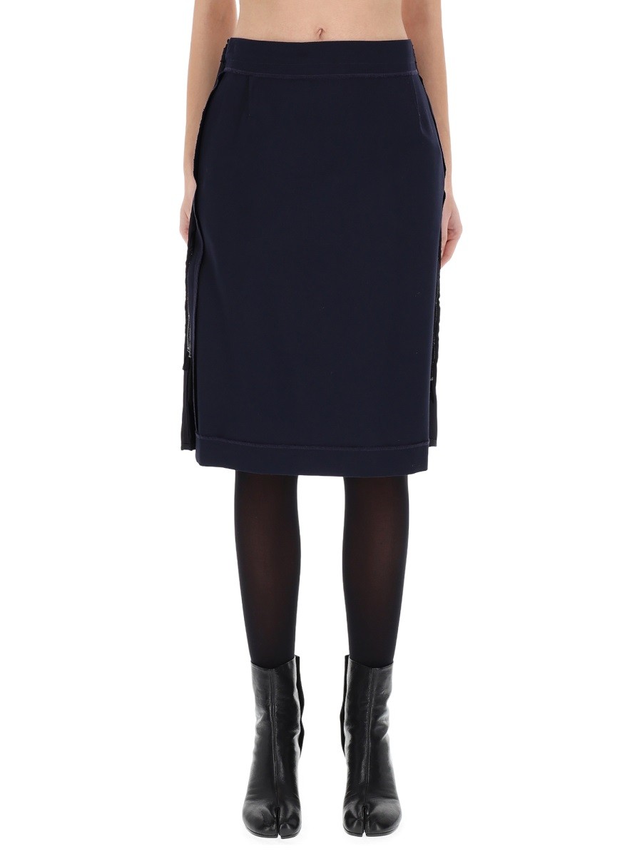Explore the authentic Maison Margiela women's MIDI SKIRT WITH ZIPPER DETAIL in Blue