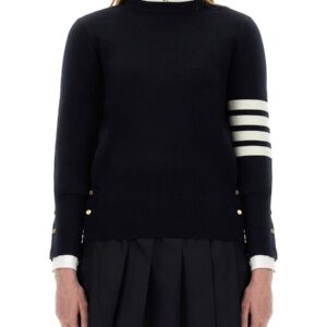 Explore the authentic THOM BROWNE women's MILANO STITCH JERSEY WITH 4 BARS in Blue