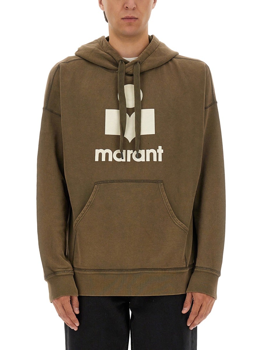 Explore the authentic MARANT men's "MILEY" SWEATSHIRT WITH LOGO in Brown