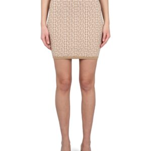 Discover the authentic Balmain women's MINI SKIRT in beige