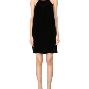 Explore the authentic Boutique Moschino women's MINI TRAPEZE DRESS in Black