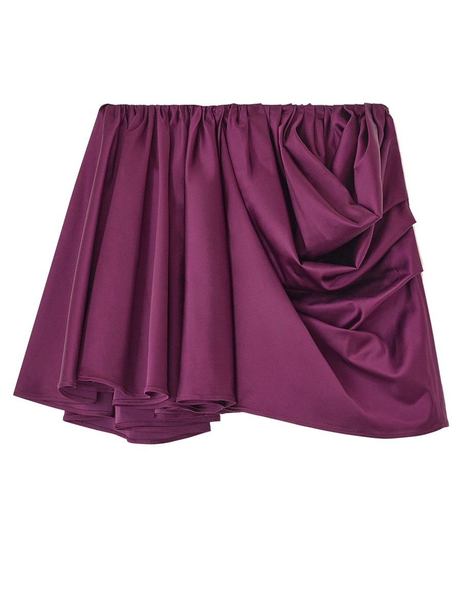 Discover the authentic GANNI women's MINISKIRT WITH DRAPE in Bordeaux