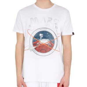 Explore the authentic ALPHA INDUSTRIES men's "MISSION TO MARS" T-SHIRT in White