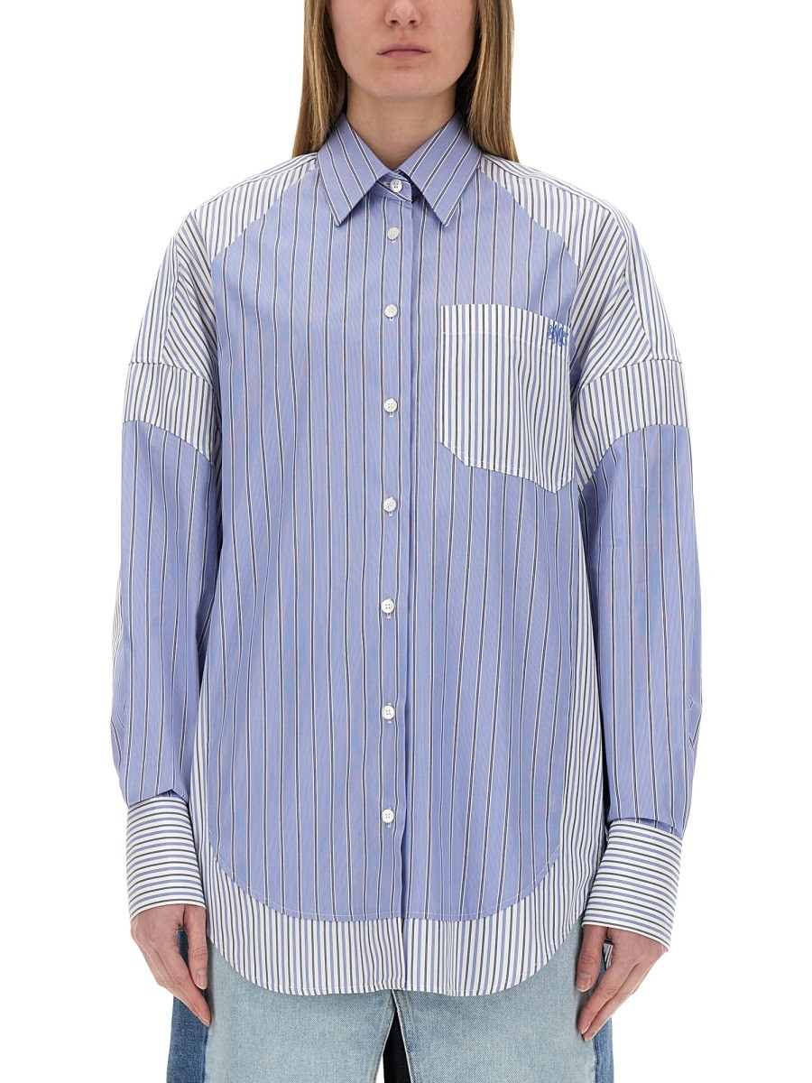 Explore the authentic stella mccartney women's "MIXED STRIPE" SHIRT in Baby blue
