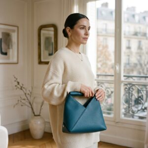 MM6 MAISON MARGIELA – Japanese classic small faux leather handbag : Color - Petrol, Size - UNI