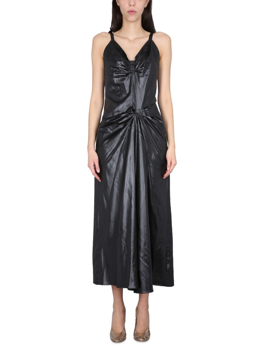 Explore the authentic Maison Margiela women's MOIRÉ POLYESTER DRESS in Black