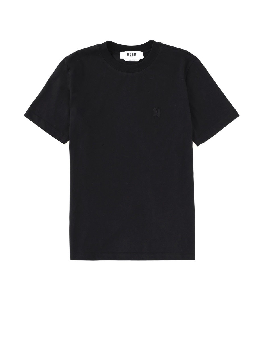 Elevate your look with the msgm women's MONOGRAM LOGO T-SHIRT in Black