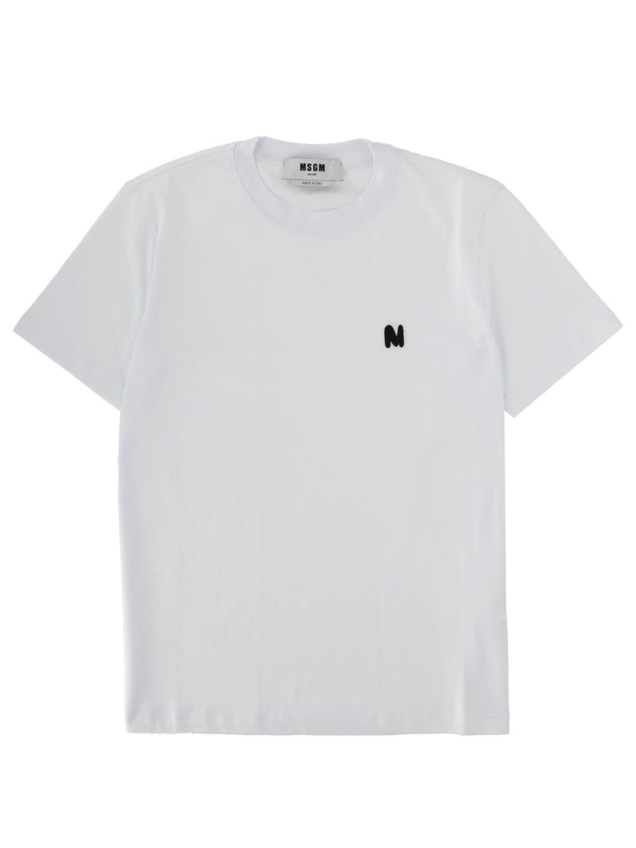 Elevate your look with the msgm women's MONOGRAM LOGO T-SHIRT in White