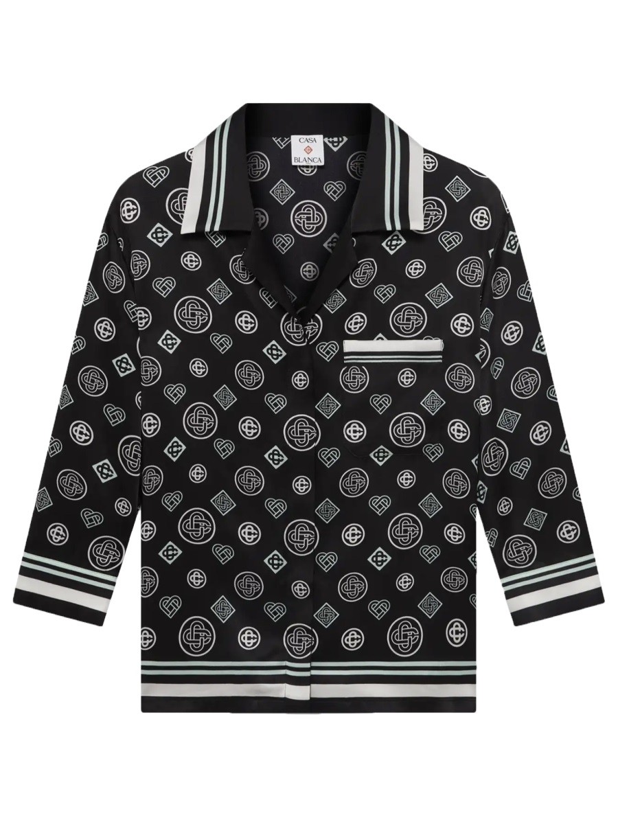 Refresh your wardrobe with the CASABLANCA women's "MONOGRAM" PAJAMA SHIRT in Black