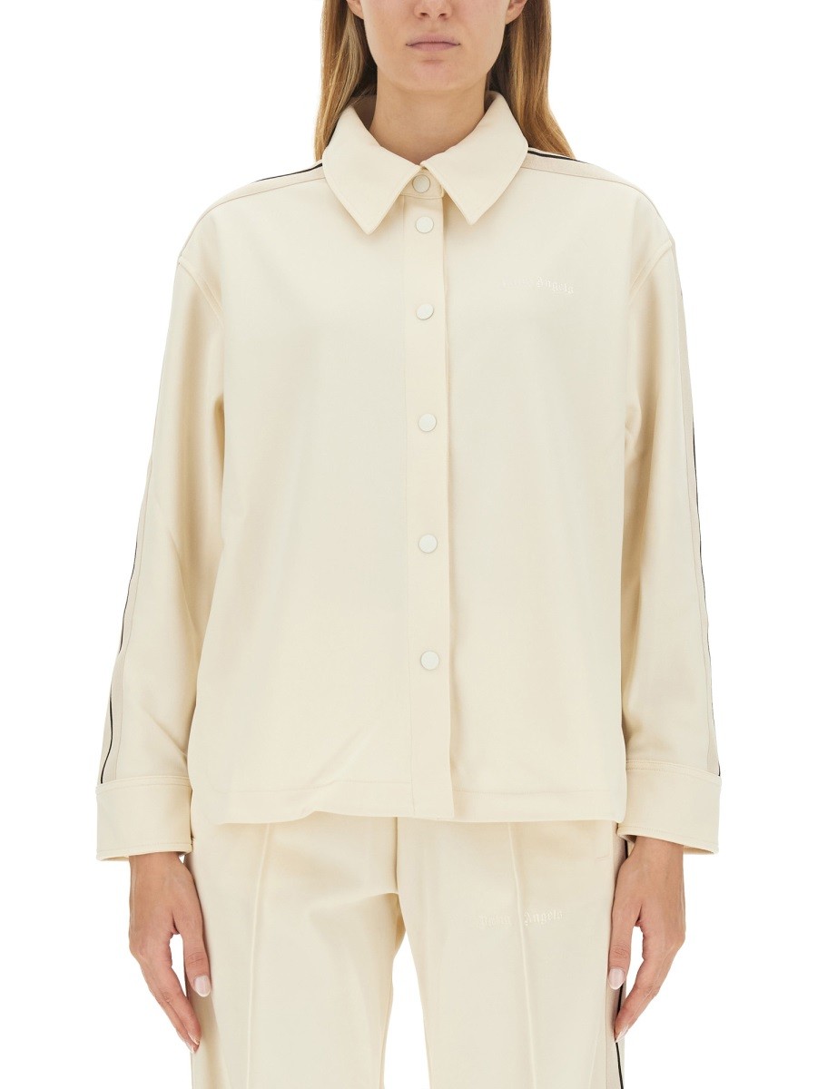 Refresh your wardrobe with the Palm Angels women's MONOGRAM SPORTS SHIRT in beige