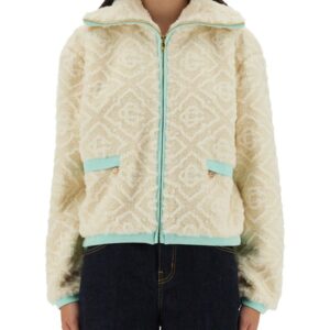 Explore the authentic CASABLANCA women's MONOGRAMMED FLEECE JACKET in White