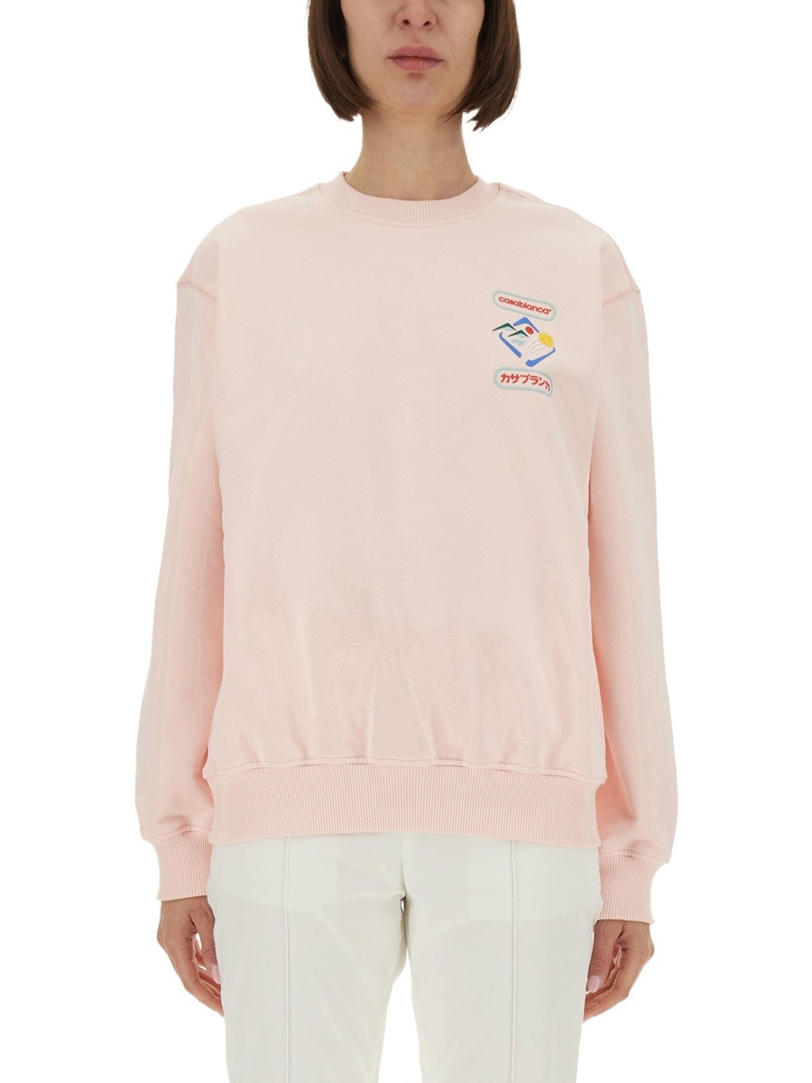 Explore the authentic CASABLANCA women's "MONTAGNE SPORTIF" SWEATSHIRT in Pink