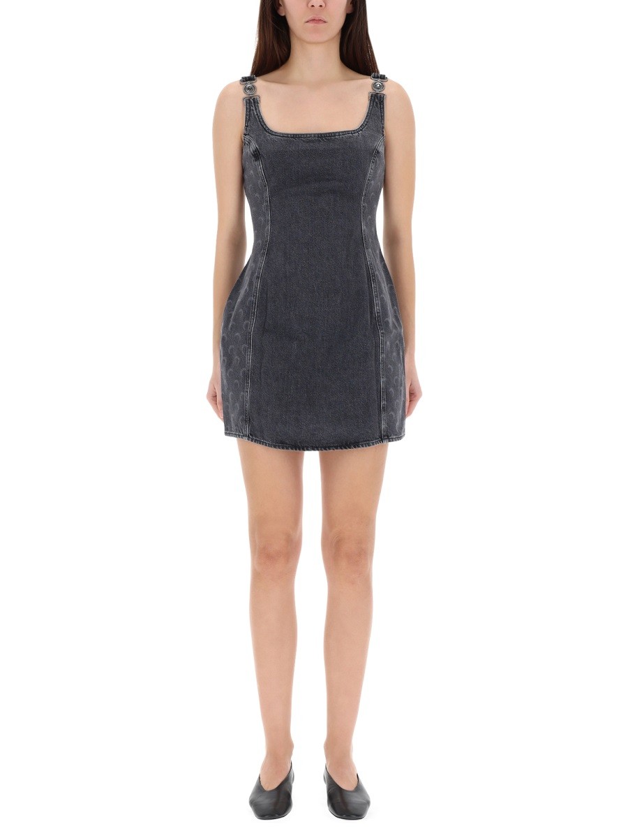Explore the authentic MARINE SERRE women's "MOON LASER" MINI DRESS in Grey