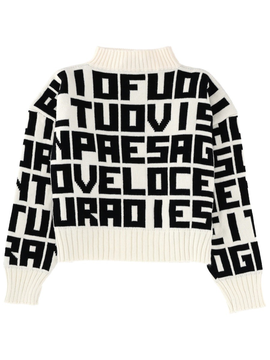 Explore the authentic msgm women's "MSGM X CATERINA FRONGIA" LETTERED SWEATER in Black