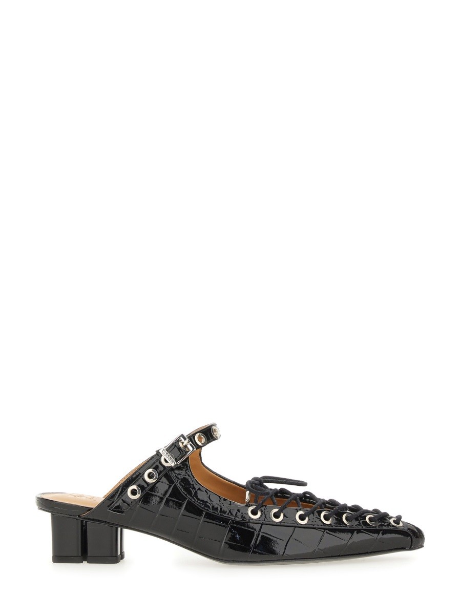 Discover the authentic GANNI women's MULE LACE-UP in Black