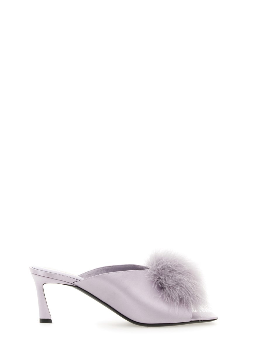Refresh your wardrobe with the Saint Laurent women's MULE MAE IN SATIN CREPE in Lilac