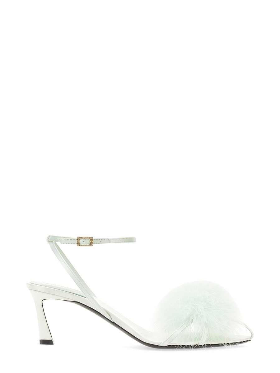 Refresh your wardrobe with the Saint Laurent women's MULE MAE IN SATIN CREPE in GREEN