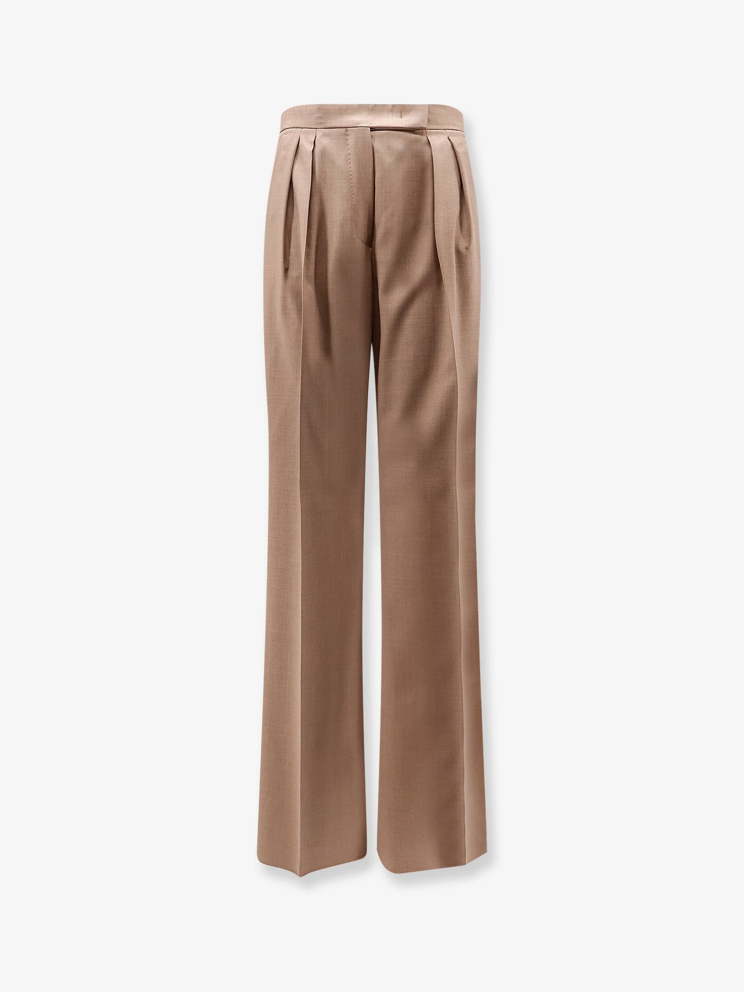 Discover the authentic Max Mara women's Mxmzimino virgin wool trousers in Nocciola