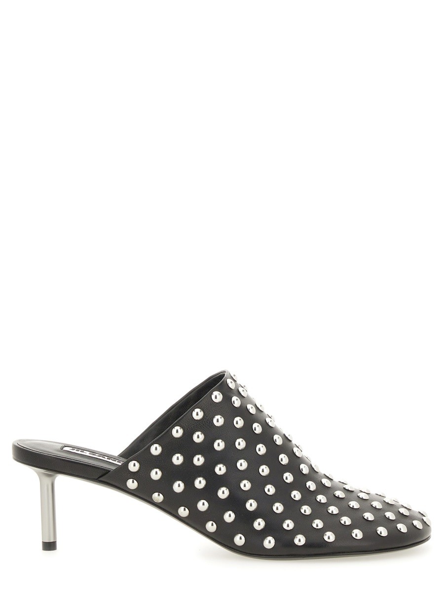 Explore the authentic JIL SANDER women's NAPPA LEATHER MULES WITH STUDS in Black