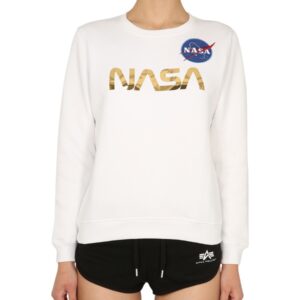 Explore the authentic ALPHA INDUSTRIES women's "NASA" SWEATSHIRT in White