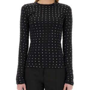 Explore the authentic Sportmax women's "NEGUS" TOP WITH CRYSTALS in Black