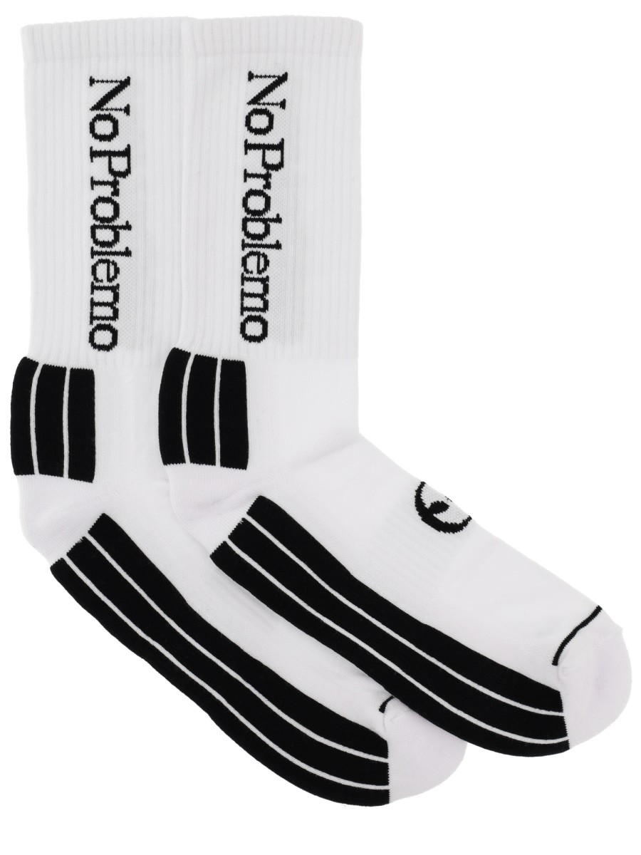 Discover the authentic NO PROBLEMO unisex "NO PROBLEMO" SOCKS in White