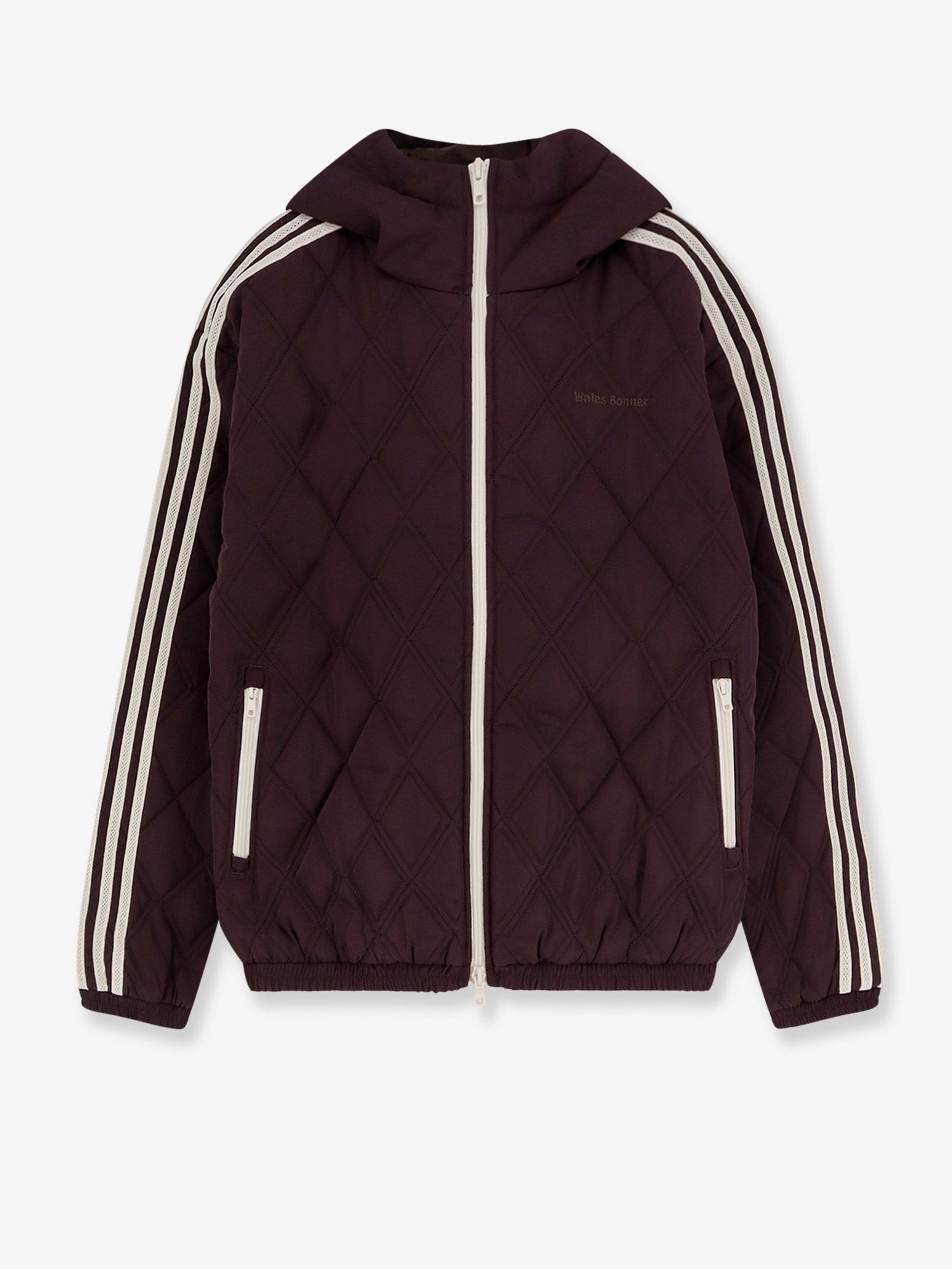 Shop the authentic ADIDAS X WALES BONNER women's Nylon down jacket with iconic side stripes in Marrone