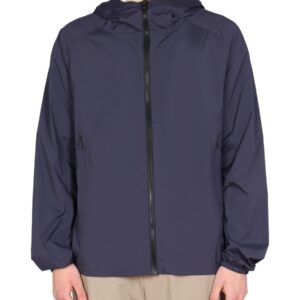 Refresh your wardrobe with the MONOBI men's NYLON HOOD JACKET in Blue